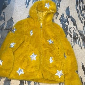Zara yellow fur jacket